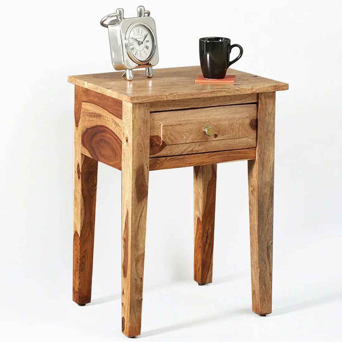 Wooden Rectangle shape One Drawer Raj Mahal End Table.