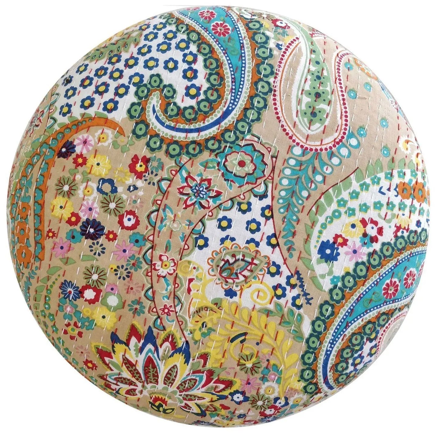 Solid Sheesham Wood Round Shaped Carving Leg Pejali Chowki cream. 