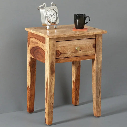Solid Wood One Drawer Raj Mahal End Table.