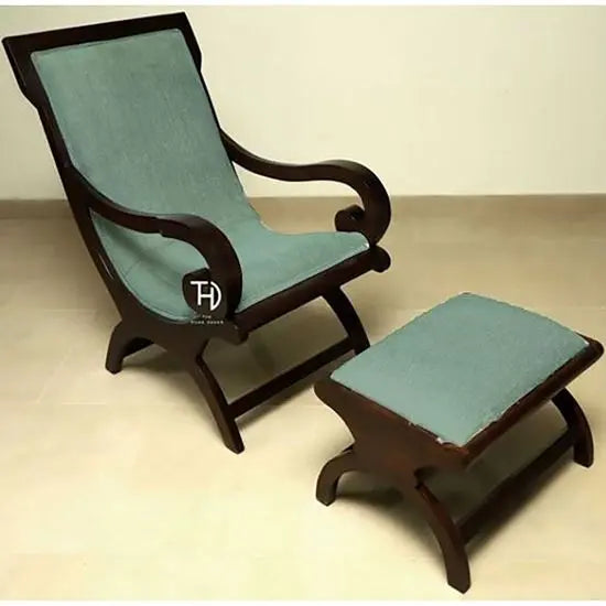Solid Sheesham Wood Relax chair with foot stool. 