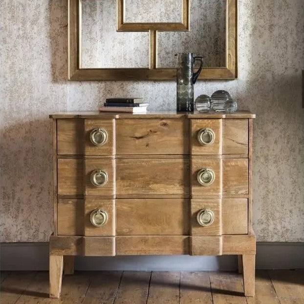 Solid Mango Wood Three Drawer Ran Chest. 