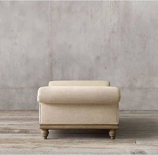 Six carved leg ran lounge couch made in solid wood. 