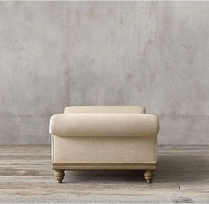 Six carved leg ran lounge couch made in solid wood. 
