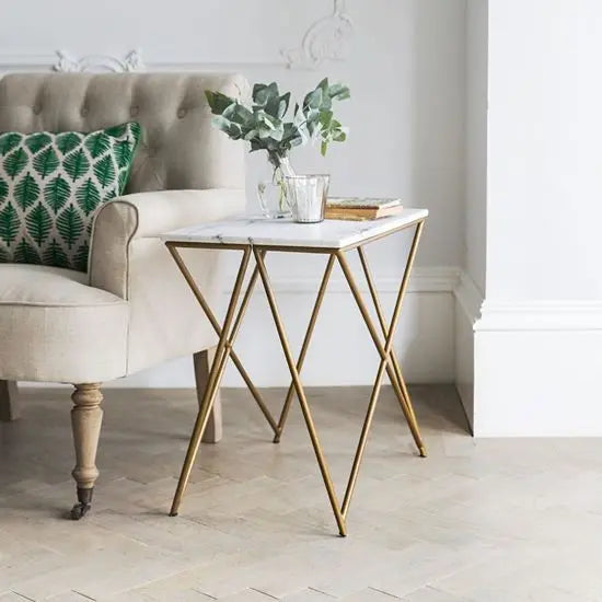 Metal Frame Ran Marble Side Table. 