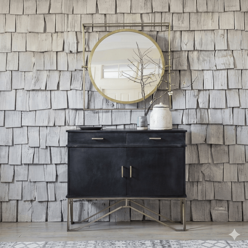 Two Door Two Drawer mdf and Metal Frame Ran Modern Sideboard.