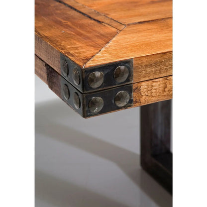 Solid Mango Wood and Metal Frame Ran Rustic Dining Table. 