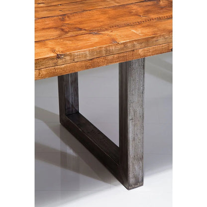Wooden and Metal Frame Rectangle Shape Ran Rustic Dining Table. 