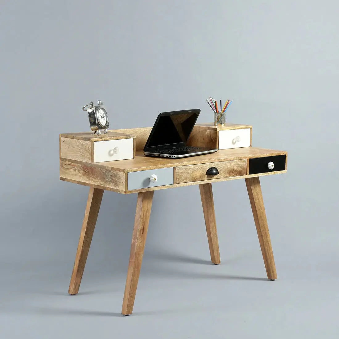 Solid Mango Wood Multi Rino Desk. Five Drawer for Storage in  Multi Rino Desk. 
