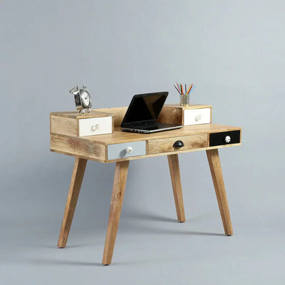 Solid Mango Wood Multi Rino Desk. Five Drawer for Storage in  Multi Rino Desk. 