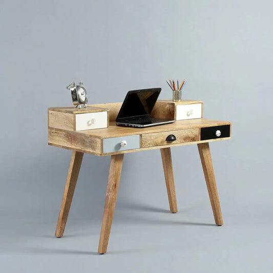 Solid Mango Wood Multi Rino Desk. Five Drawer for Storage in  Multi Rino Desk. 