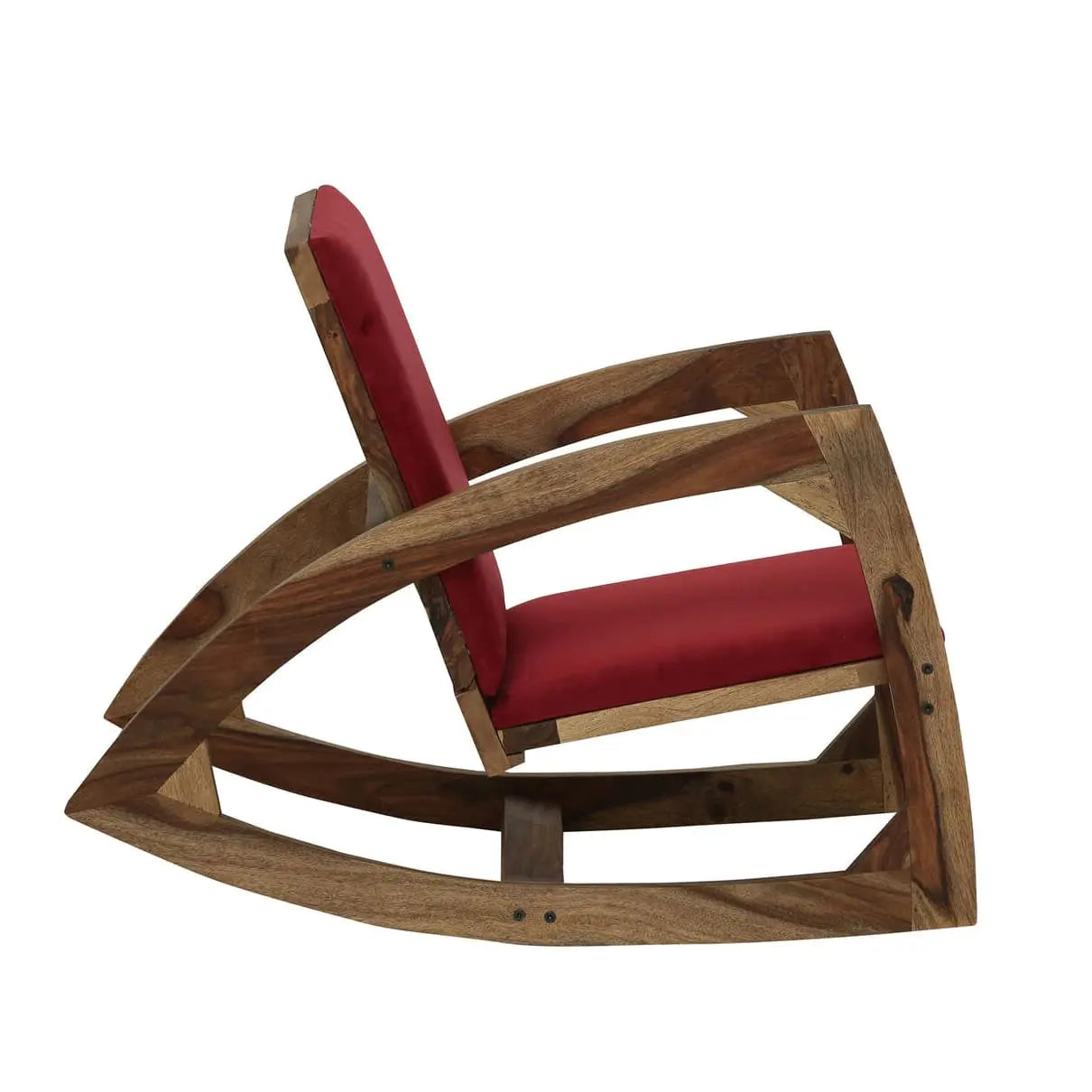 Sheesham Wood Designer Upholstery Rocking Chair. 