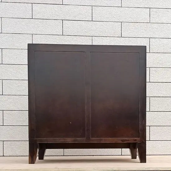 Sheesham Wood Six drawer chest walnut with fish design on Big drawers panel.