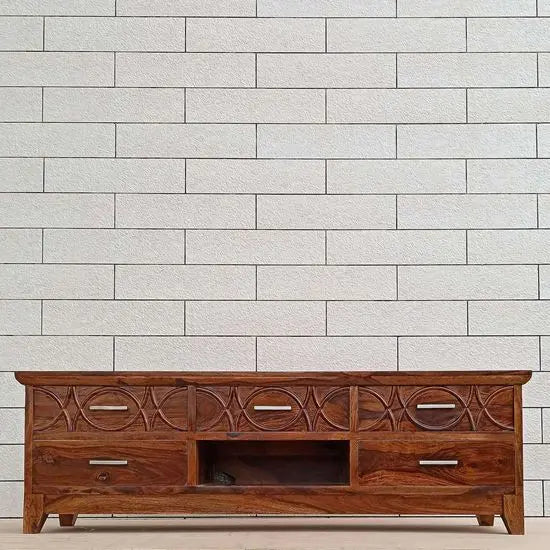 Five drawer and one shelf rope tv cabinet. 