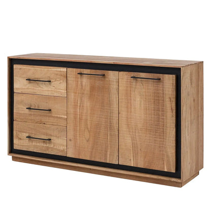 Solid Acacia Wood Two Door and Three Drawer Rustic Cabinet. 