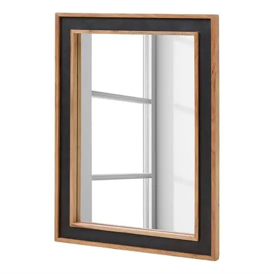 Rustic Mirror Made in Solid Acacia Wood and Glass. 