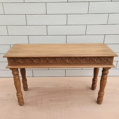 Beautifully hand carved rustic blue color console
