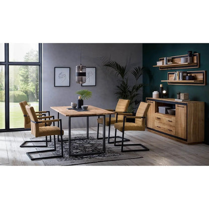 Acacia Wood Two Door Two Drawer One Big Shelf Rustic Sideboard. 