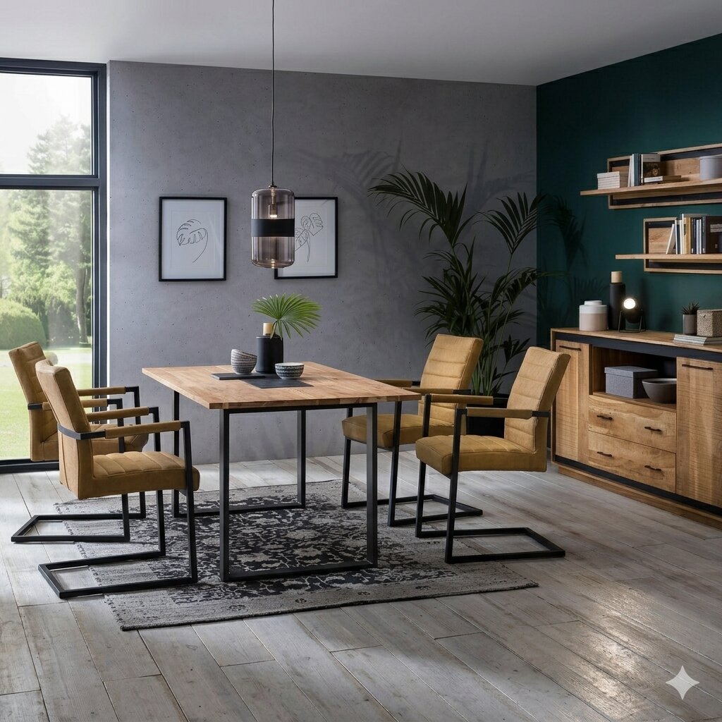 Acacia Wood Two Door Two Drawer One Big Shelf Rustic Sideboard. 