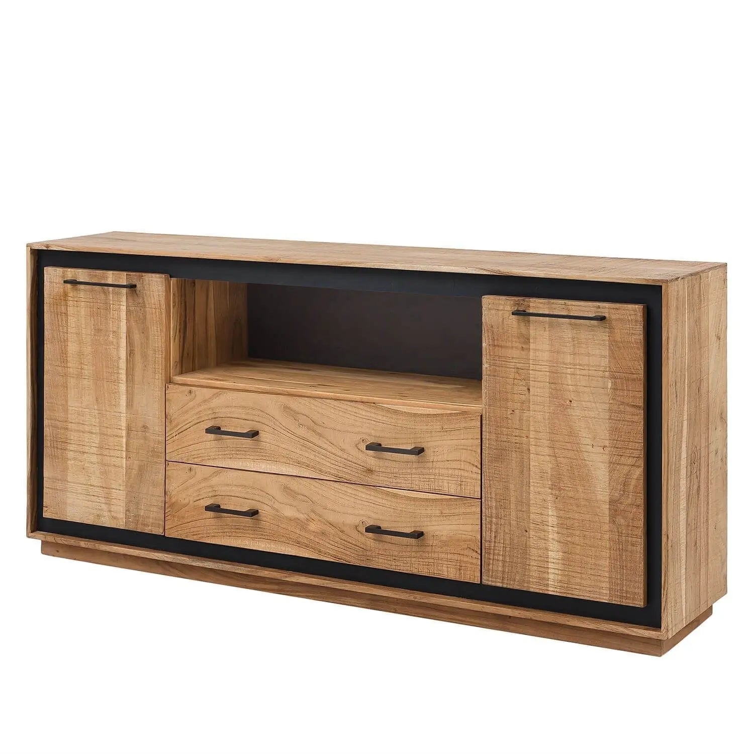 Two Door Two Drawer One Big Shelf Rustic Sideboard Made in Acacia Wood. 