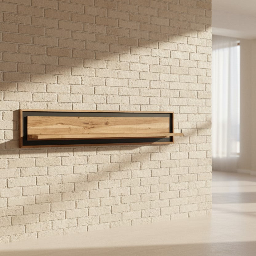 Wooden shelf with black border Rustic wall shelve. 