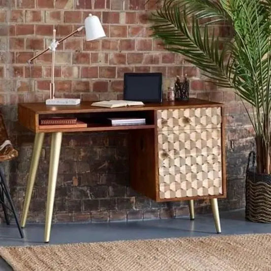 One Door One Drawer and One Shelf Sahara Study Table made in Solid Sheesham Wood, Door and Drawer Made in Mango Wood. 