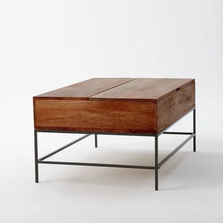 Solid Wood and Metal Frame Lift on Storage Samaveshika Lift Top Coffee Table Honey.