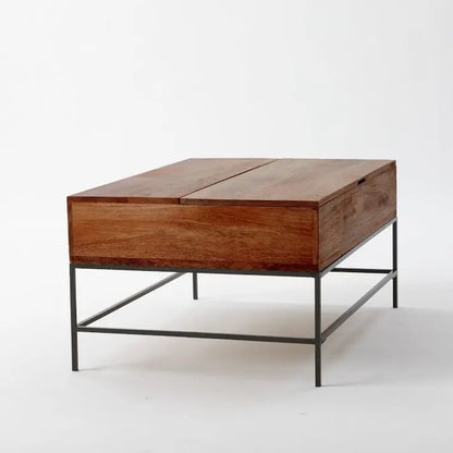 Solid Wood and Metal Frame Lift on Storage Samaveshika Lift Top Coffee Table Honey.