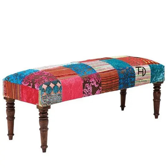 Carved legs Sarah bench 2 Seater in Walnut Finish. 