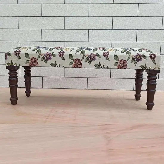 Four Carved leg Sarah flower bench in Walnut finish. 