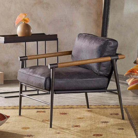 Solid wood and Metal Frame Sereta armchair. 