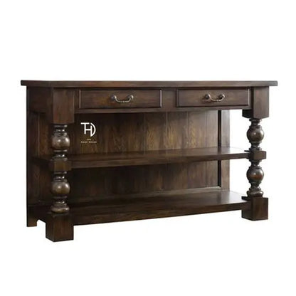 Two Drawer and Two Shelf Traditional design Shiva tv console made in Solid mango Wood. 