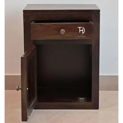 Wooden One Door and One Drawer Siramika Bedside Table. 