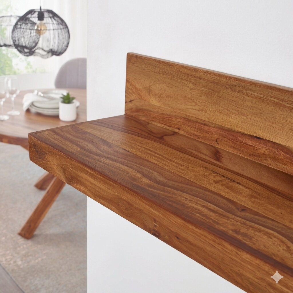 Solid Sheesham Wood L Shape Simple Design Slan Wall Rack.