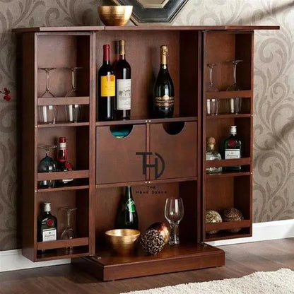 Two Door and Two Drawer BrahMa Bar Cabinet Made in Solid Sheesham Wood. 