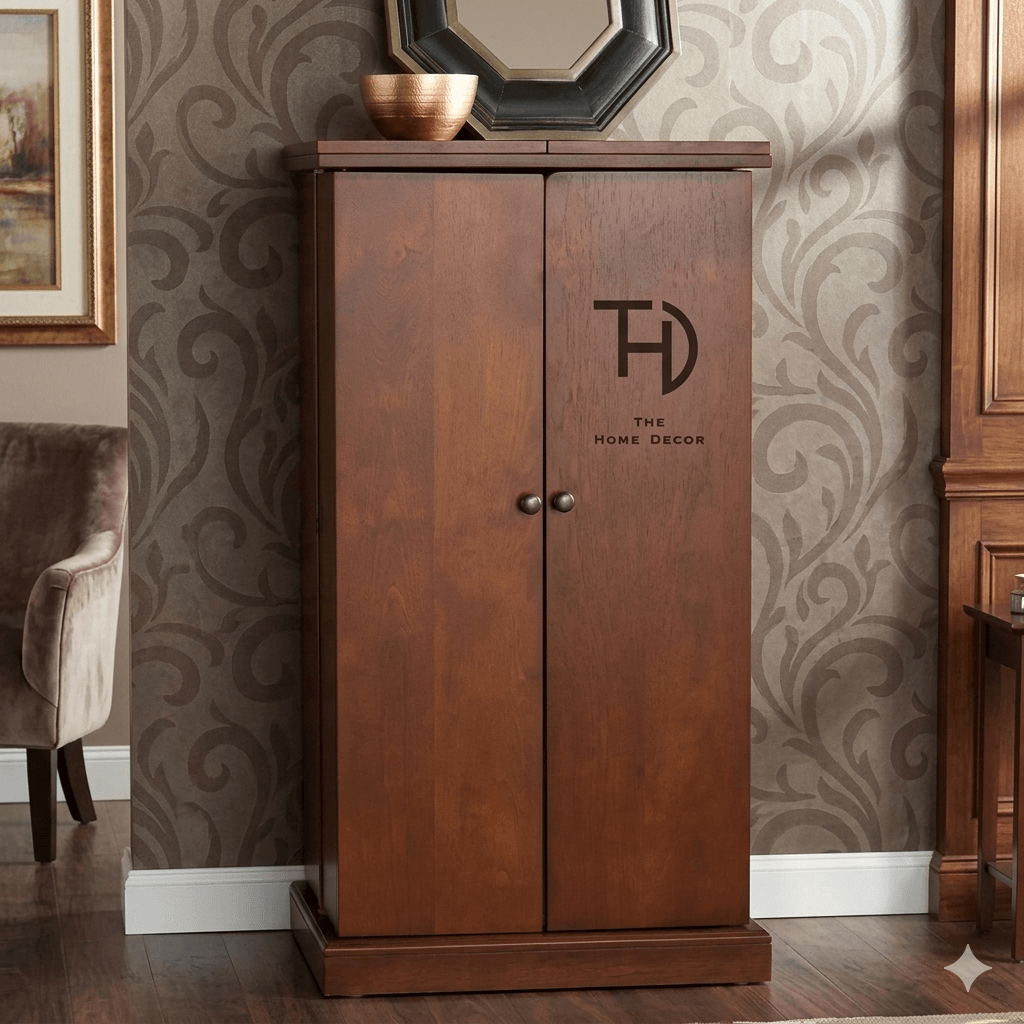 Solid Wood Two Door and Two Drawer inside BrahMa Bar Cabinet. 