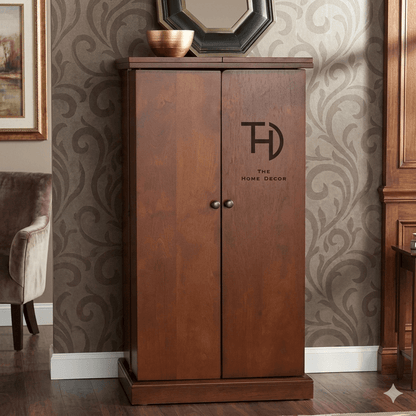 Solid Wood Two Door and Two Drawer inside BrahMa Bar Cabinet. 