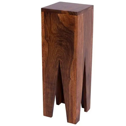 Solid sheesham wood designer 'V' shaped stand alone end table in natural.  