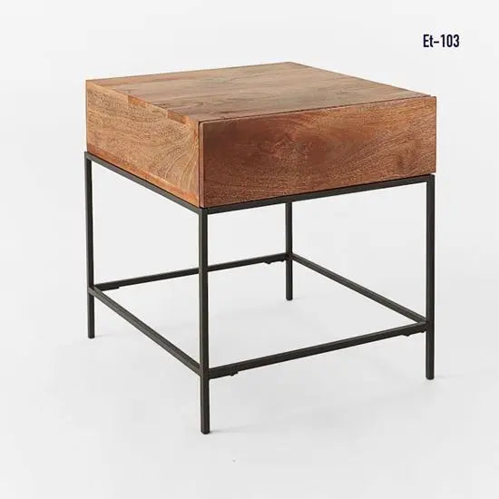 Solid Wood and Metal Frame One Drawer Swee End Table.