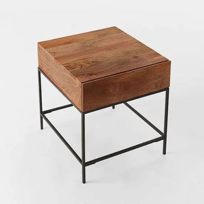 Wooden and Metal Frame One Drawer Swee End Table. 