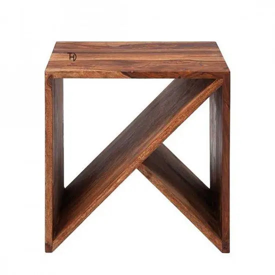 Solid Wood T- Wood Side Table. 