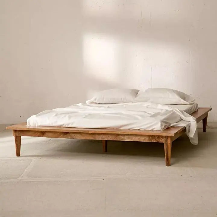 Mango Wood Simple design Tesoro Platform Bed. 