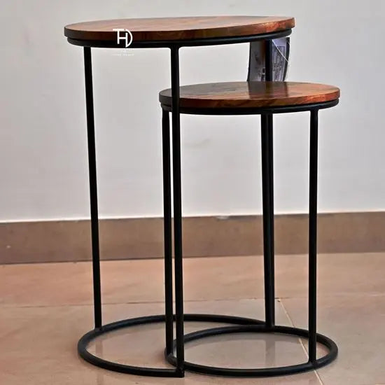 Round Top Wooden Tom & Jerry Stool Set. 