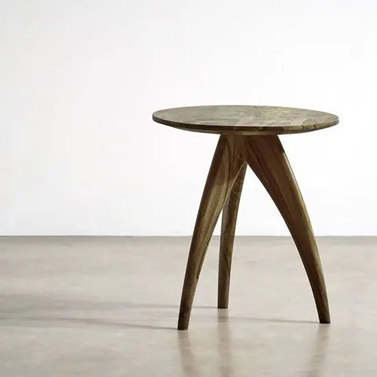 Round Tripod Side Table Made in Solid Mango Wood. 