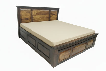 Wooden bed with front drawer in soild sheesham wood.