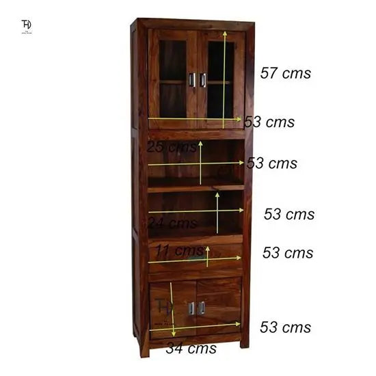 Four Door One Drawer and Two Shelf Turner Bathroom Cabinet made in Sheesham Wood. 