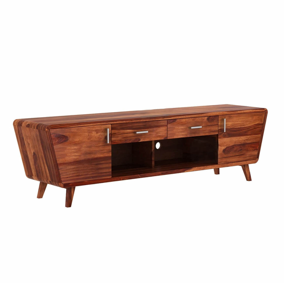 Sheesham Wood Two Door Two open shelf and Two Drawer Stolek Mars Tv unit.