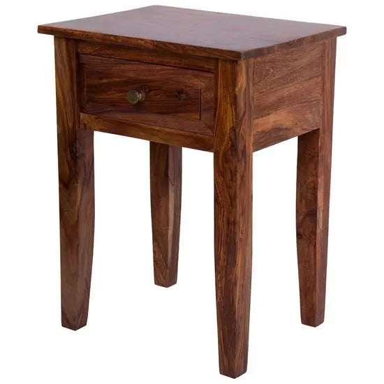 Solid Sheesham Wood One Drawer Tyfoo End Table. 