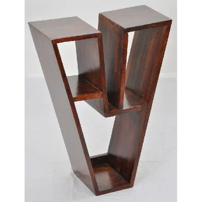 Solid Sheesham Wood V Shaped Open Shelf Vee Wall Rack. 