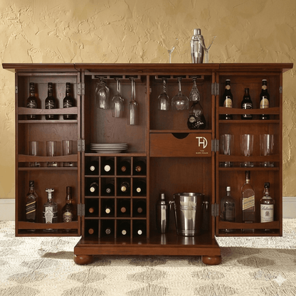 Solid Wood Two Door and One Drawer inside Vintage Bar Cabinet. 
