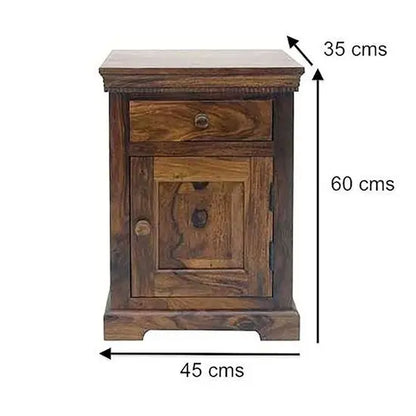 Solid Wood One Door and One Drawer Vintage Jali Bedside table. 